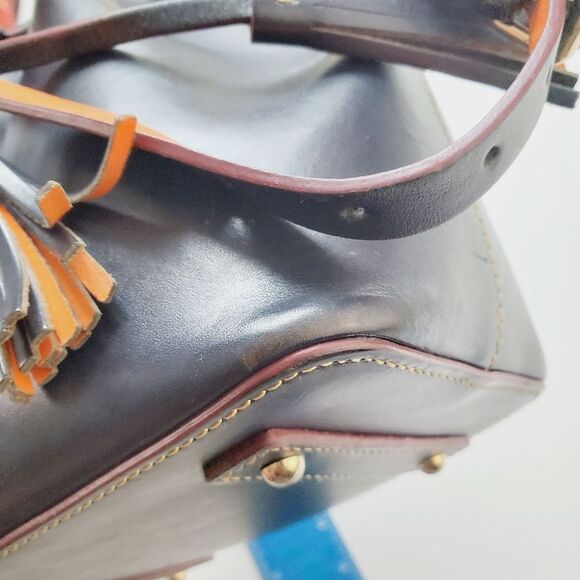 Dooney Bourke Serena Small Hobo Bucket Shoulder Bag Navy Orange - Picture 11 of 16